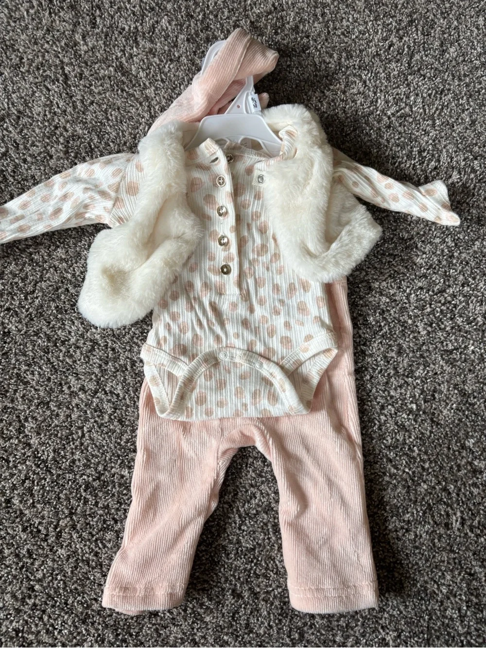 3-Piece Baby Outfit Set - Cream & Blush Pink